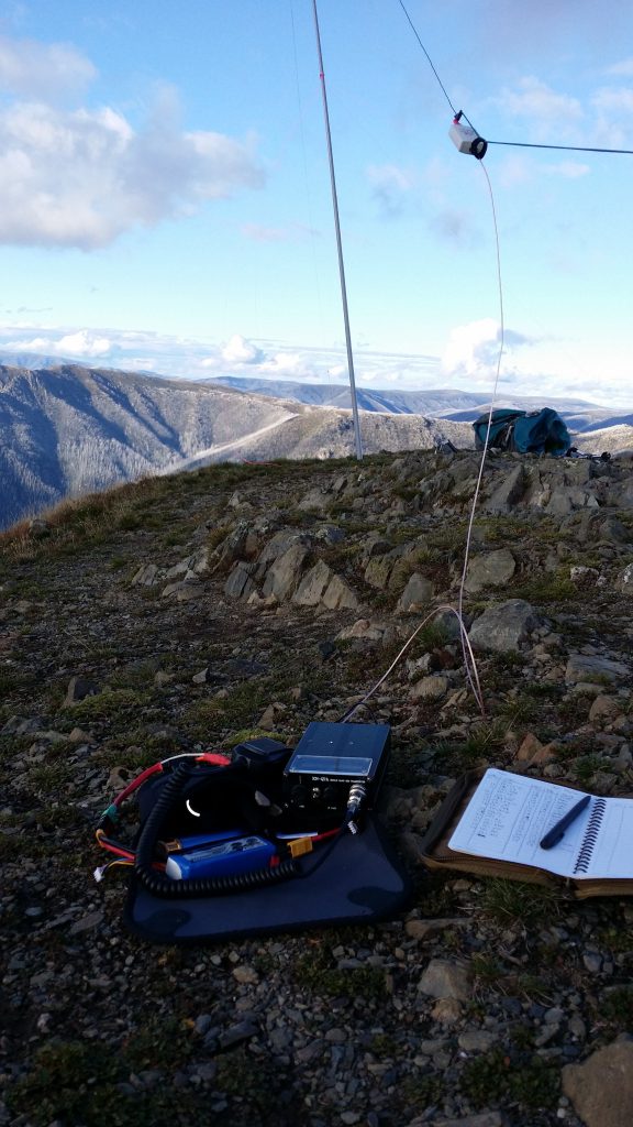 Operating spot  on Mt Feathertop - squid pole is supported by a couple of guys
